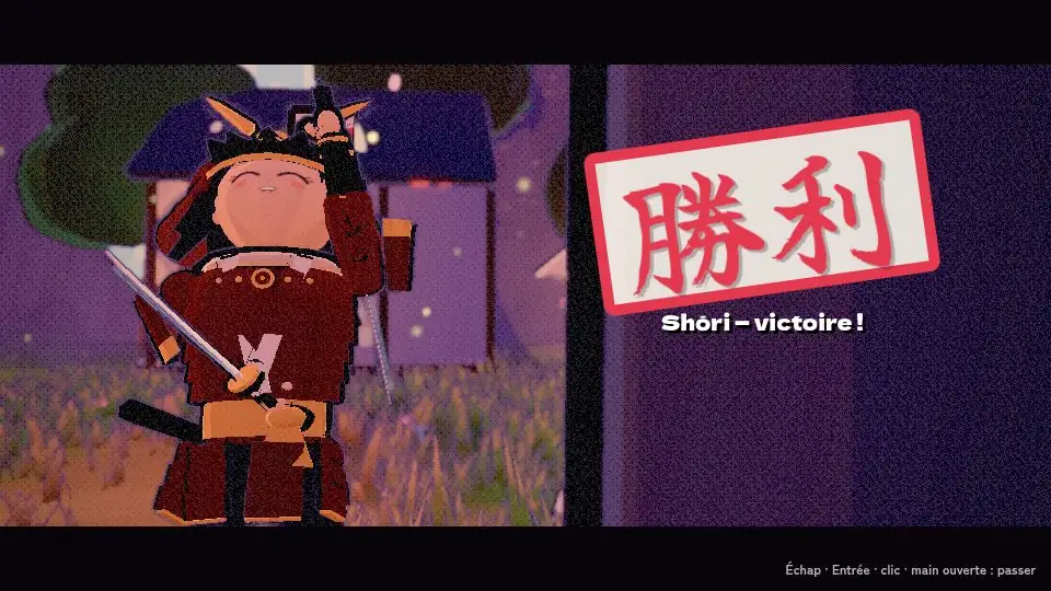 Victoire « 勝利 » en panneau manga (phase 10)
